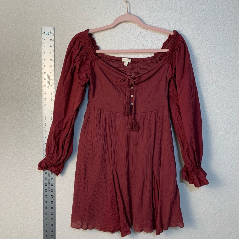 Chelsea & Violet Red Ribbed Ruffled Sundress